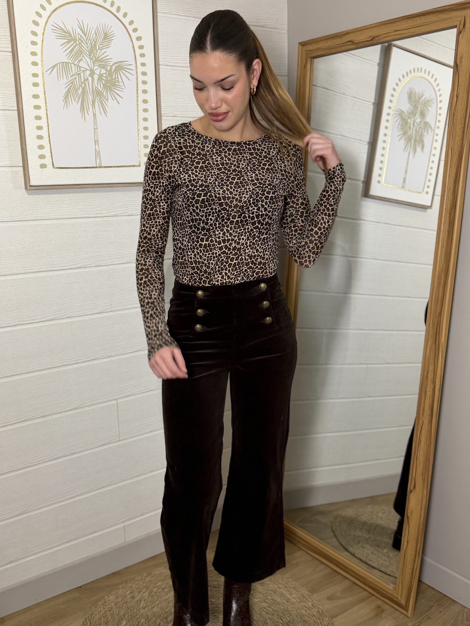 Pantalon Victorine velours marron