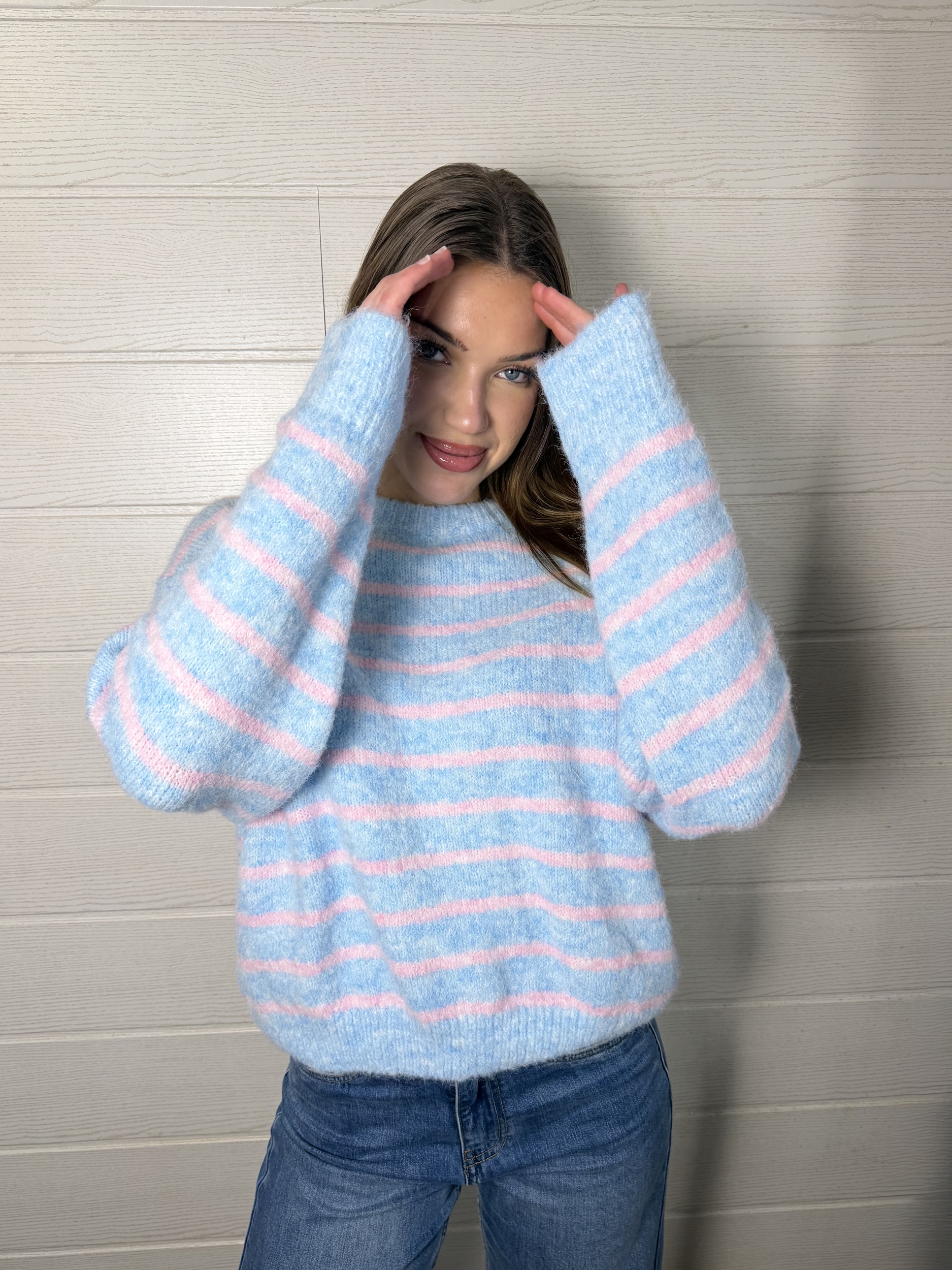 Pull Armand bleu et rose