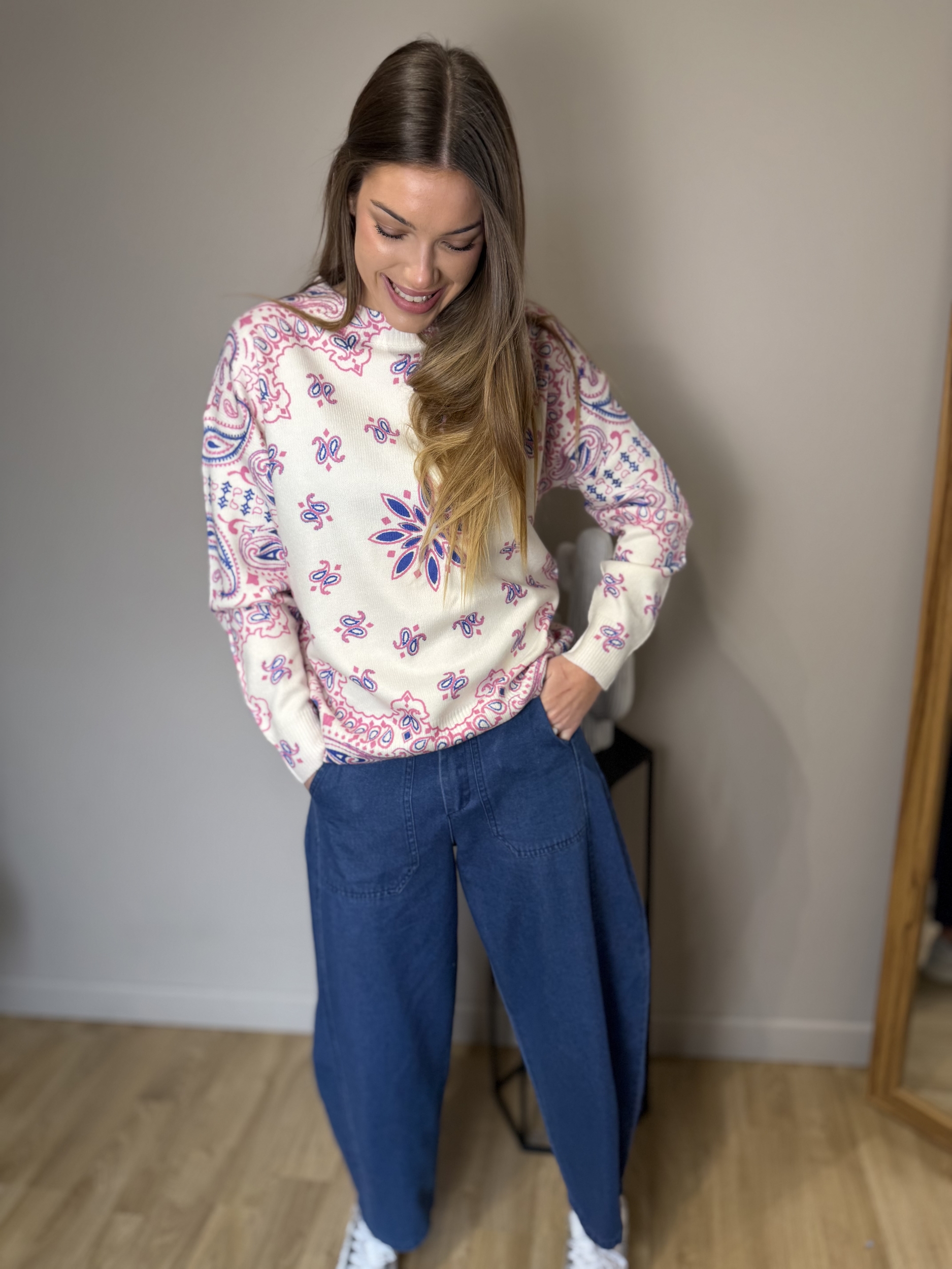 Pantalon barrel bleu