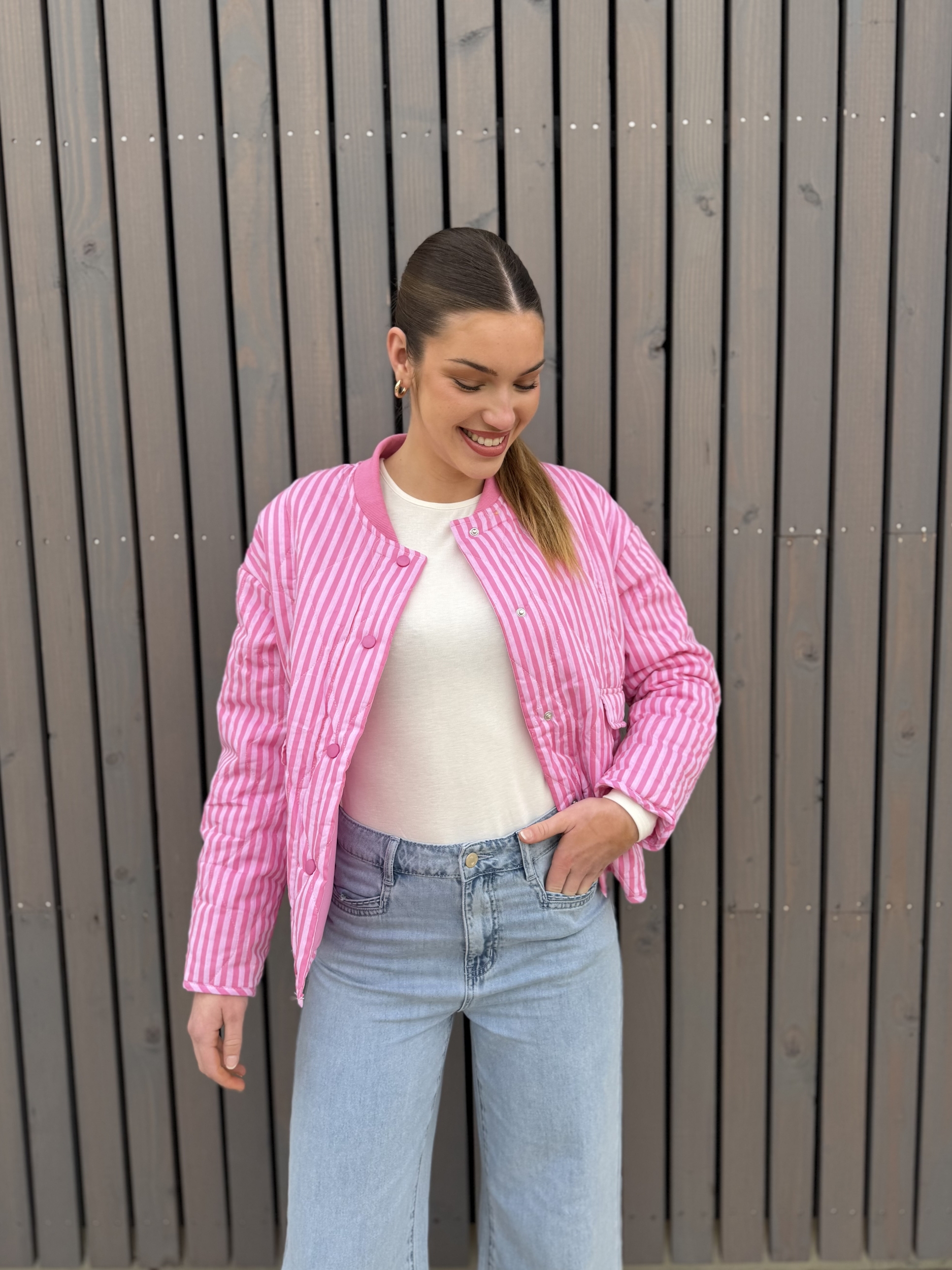 Veste Gabrielle rayée rose