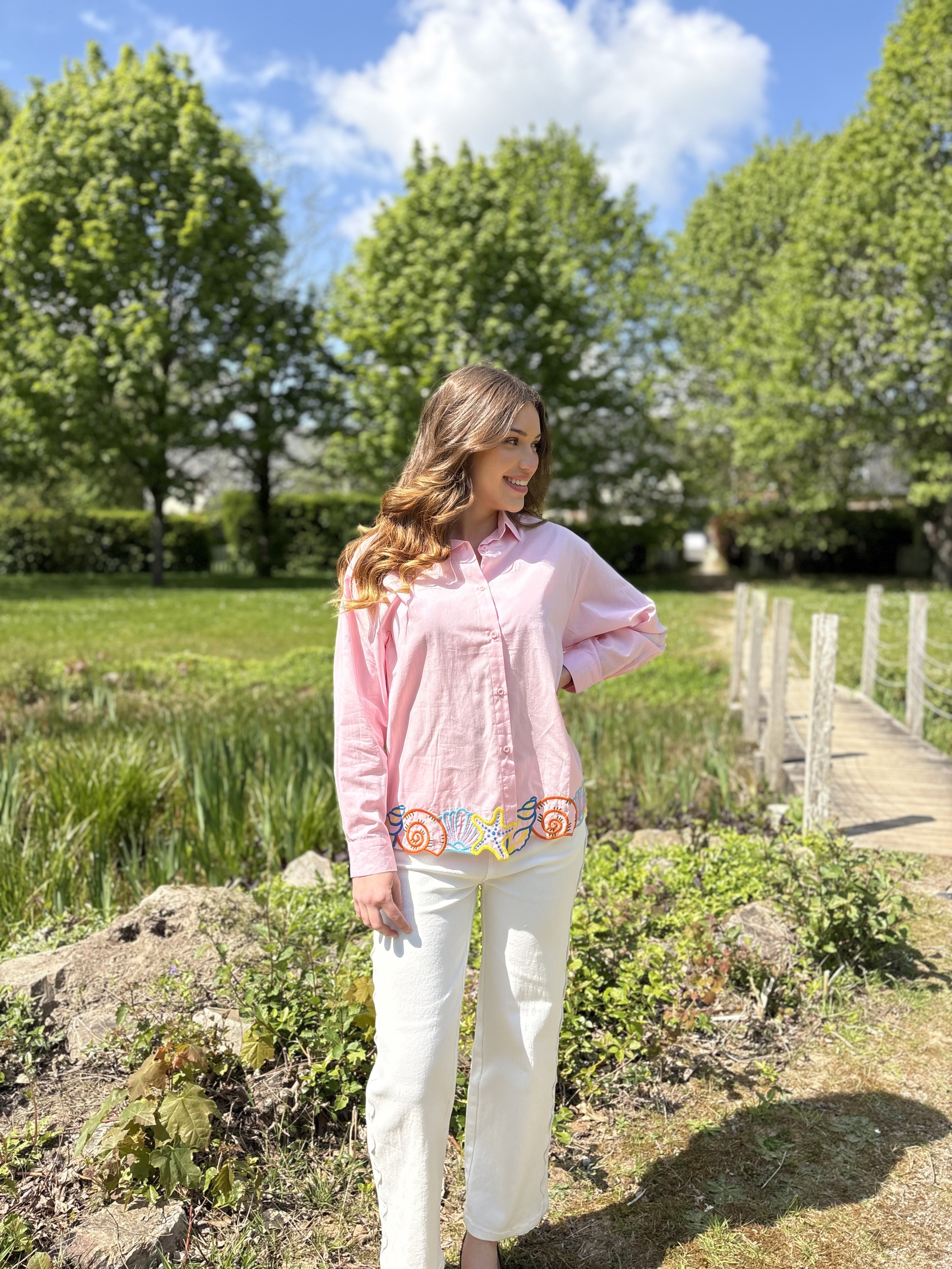 Chemise coquillage rose