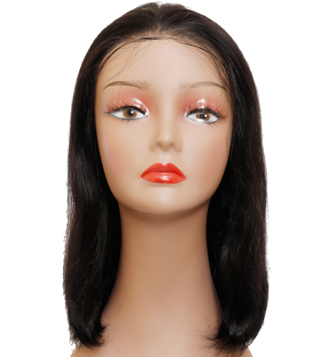 100% VIRGIN BRAZILIAN WIG 13*4 Lace Frontal Wig BOB Straight 16\'\' NATURAL COLOR
