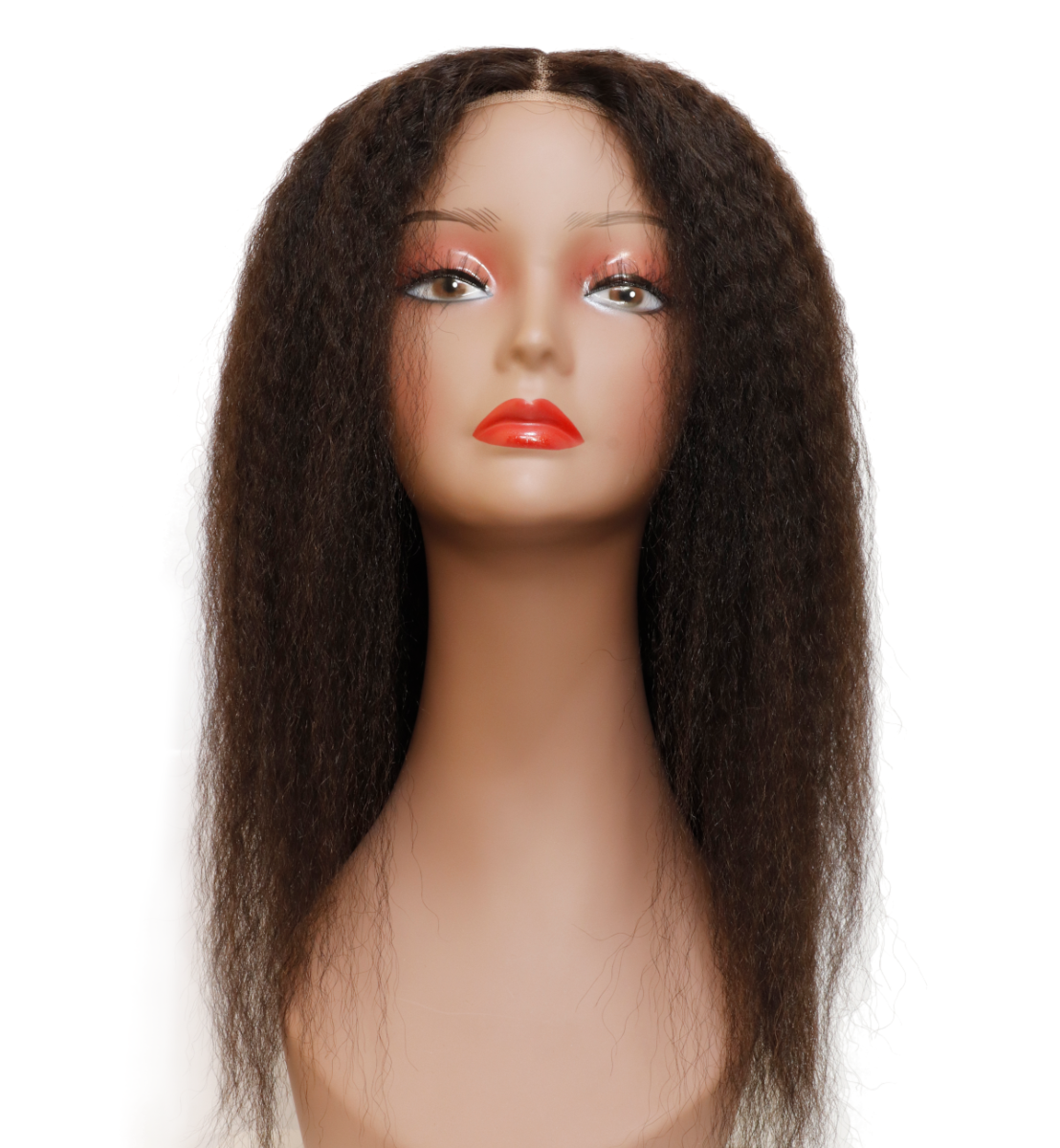 BRAZILIAN 100% Virgin Brazilian Hair T Part Lace Wig Kinky Straight 16 Natural Color