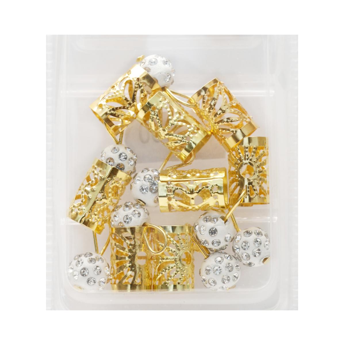 Perles Doré mix pour tressage de cheveux
