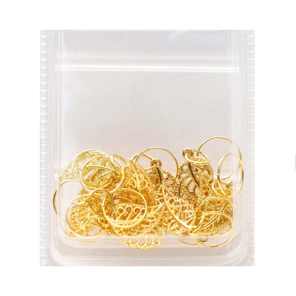 Perles Doré en forme feuille pour tressage de cheveux