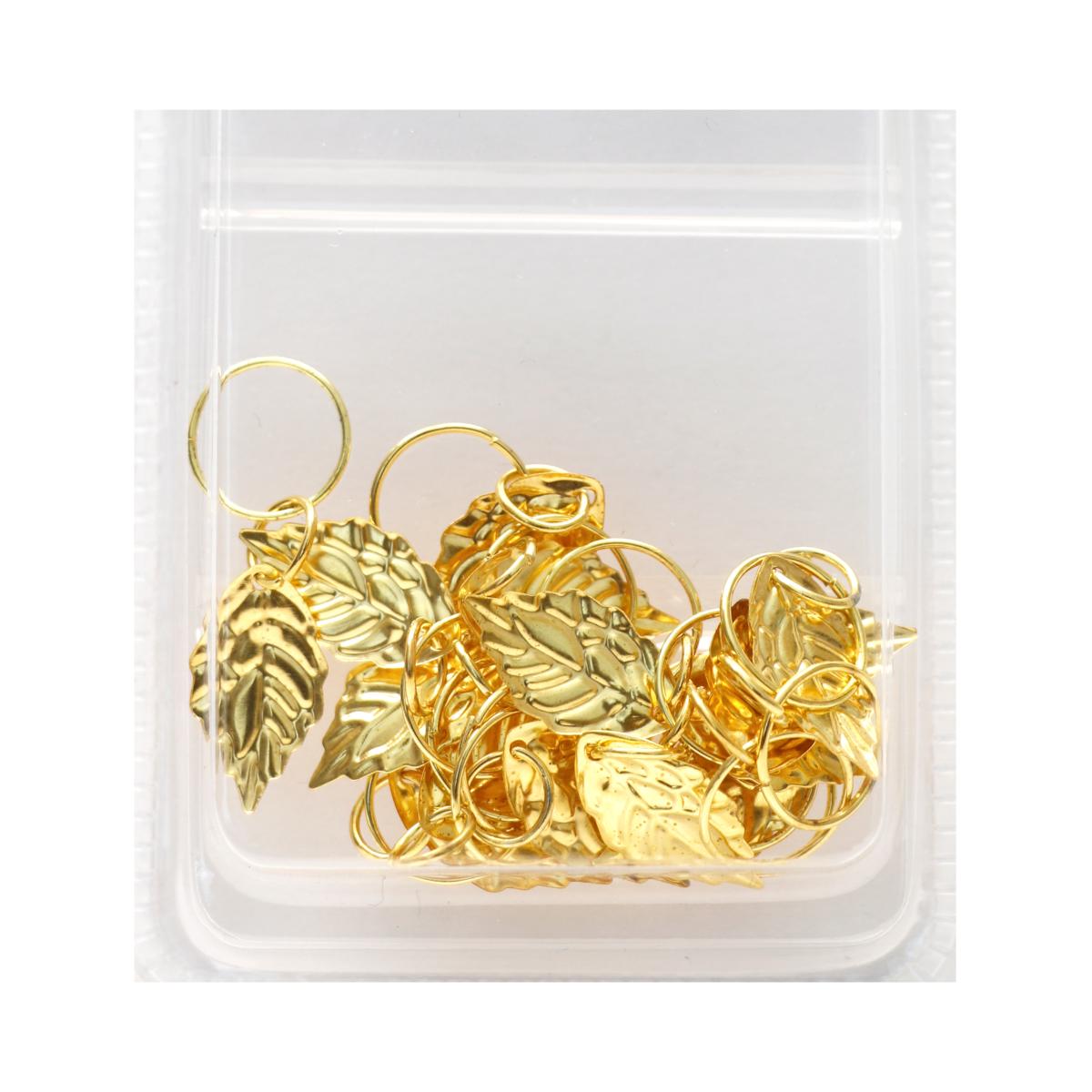Perles Doré en forme feuille pour tressage de cheveux