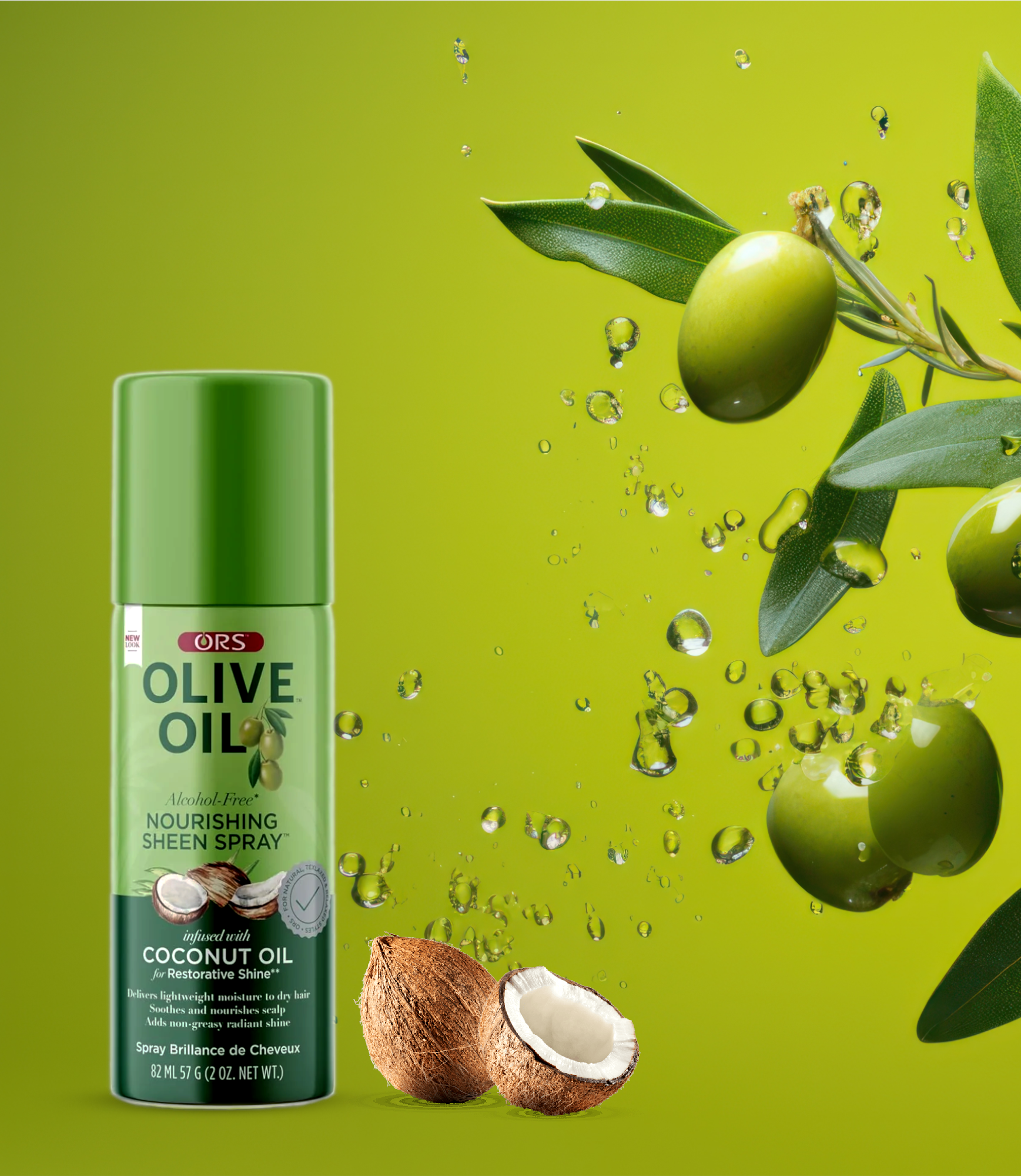 ORS Olive Oil Nourishing Sheen Spray Infused with Coconut for Restorative Shine 02
