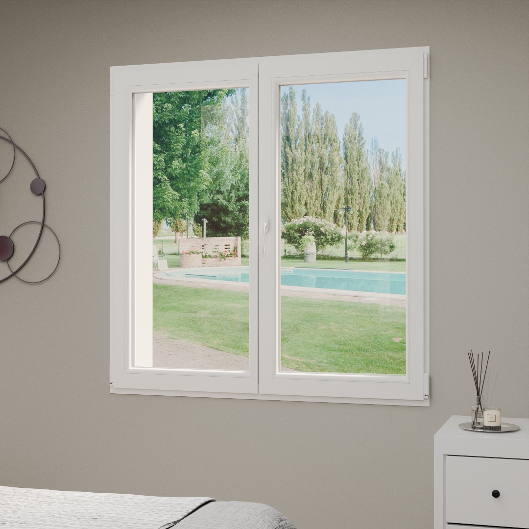Détail d'une fenêtre PVC double vitrage