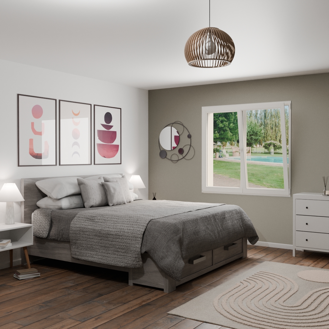 Fenêtre PVC blanche installée dans une maison