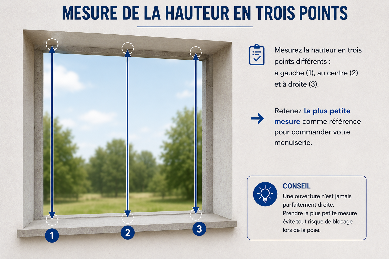 Mesure de la hauteur en trois points