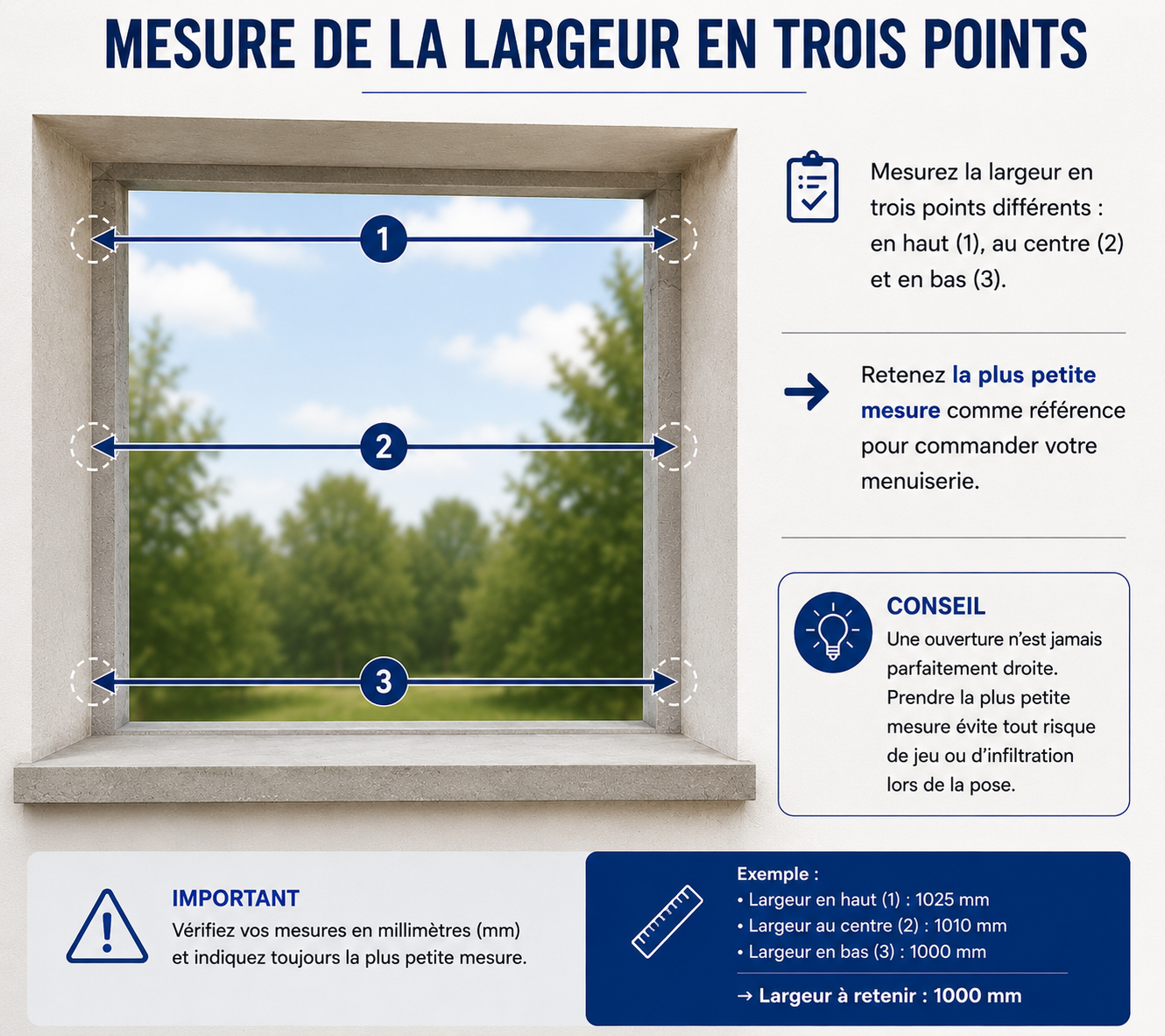 Mesure de la largeur en trois points