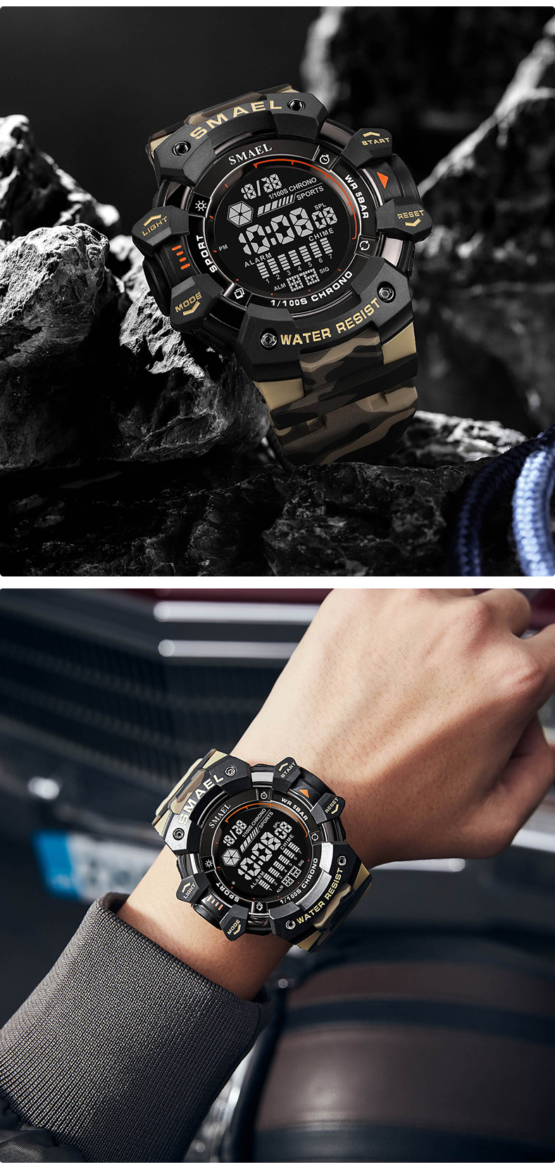 photo mobile montre SMAEL 8050MC camo 2 photos