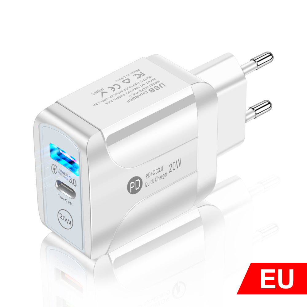 EU chargeur rapide universel USB A C blanc