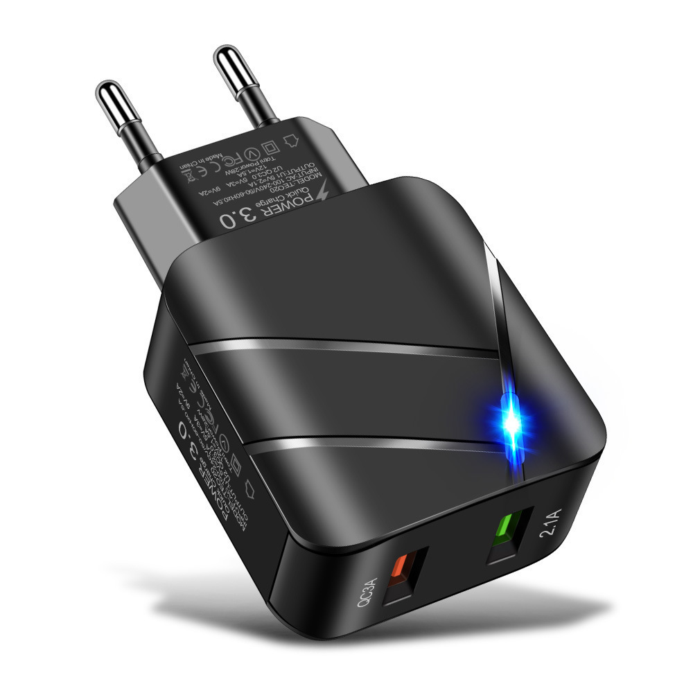 chargeur rapide universel 2USB noir 28W
