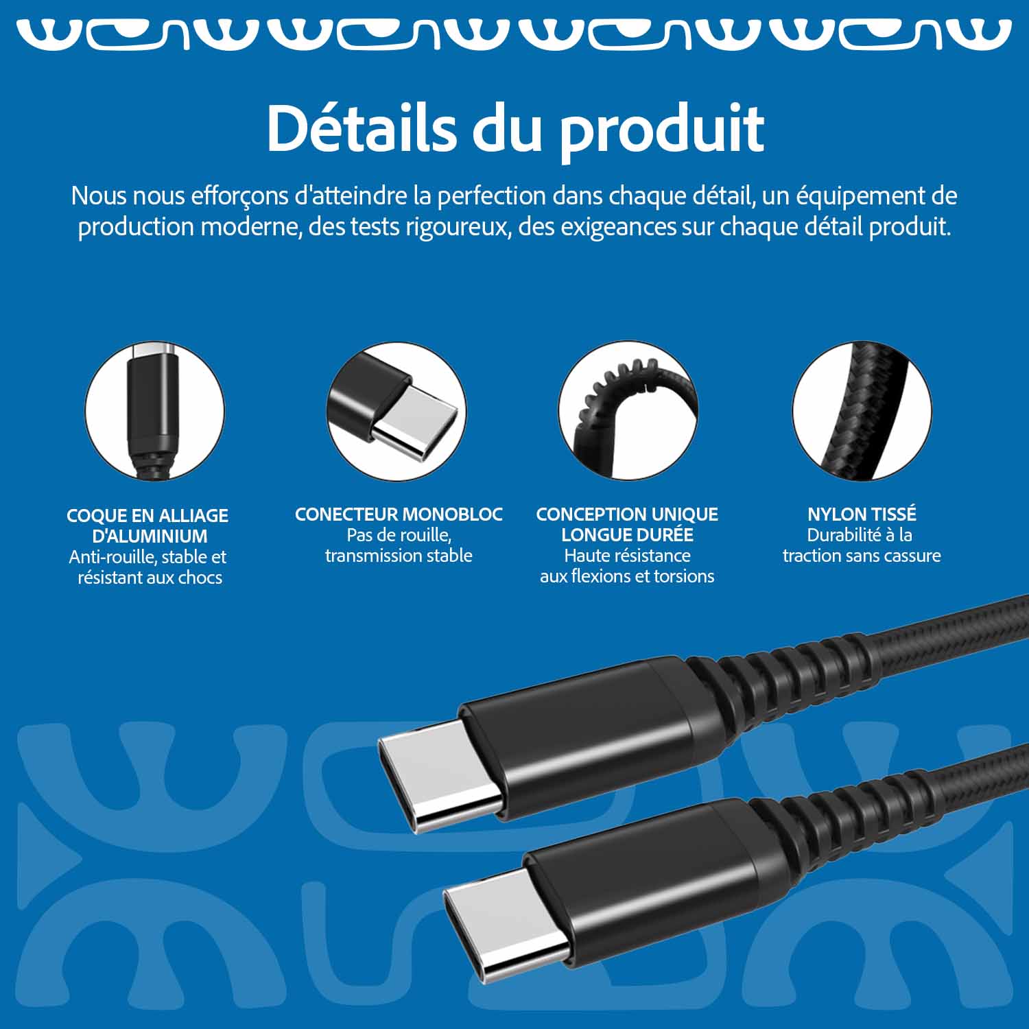 cable type c to c solidité produit