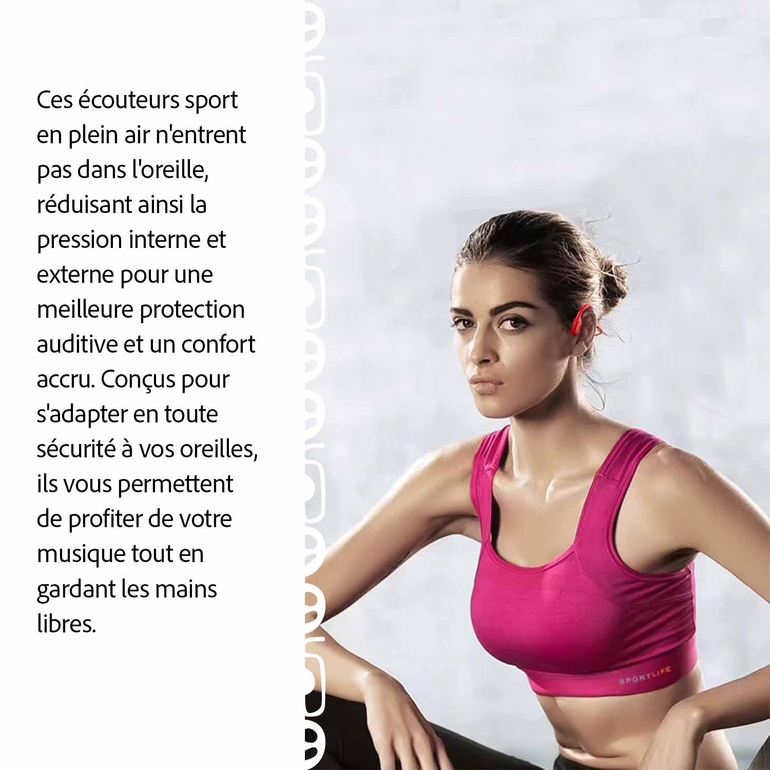 avantages écouteurs BL09 avec photo de femme
