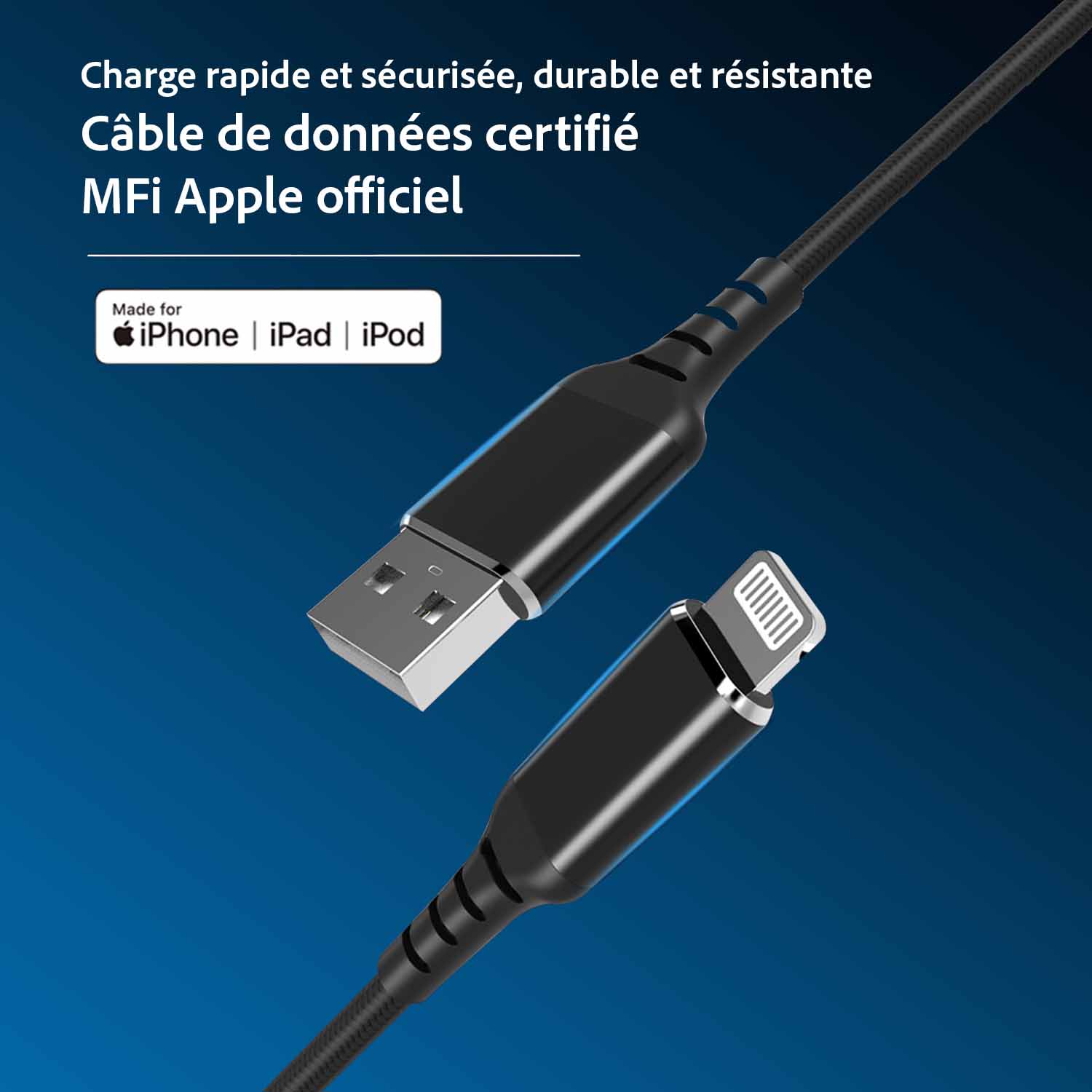 cable USB mfi certifié Apple