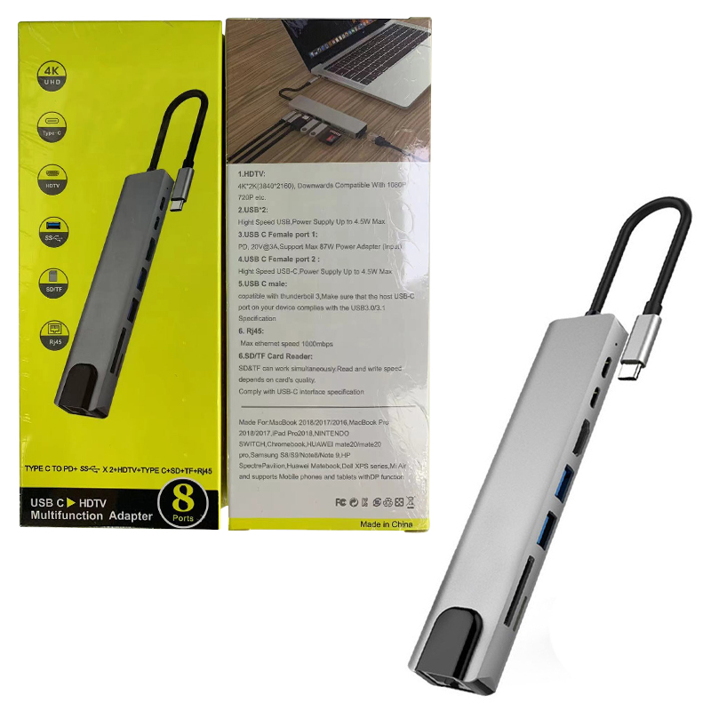 hub C 8 en 1 avec emballages recto verso