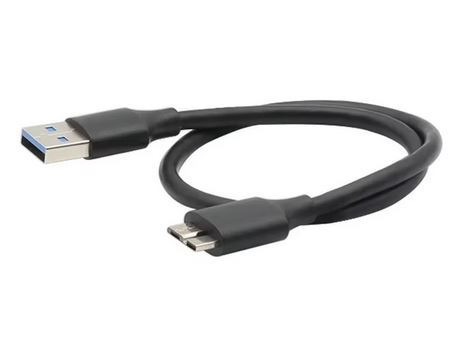 cable noir USB vers micro B pour disque dur externe longueur 30cm