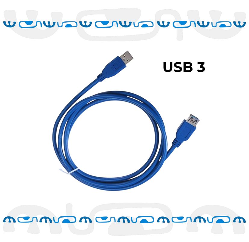 câble 1,8 m bleu connecteur USB 3 mâle femelle