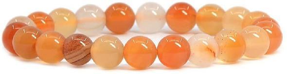 bracelet pierre ronde red orange agate 10mm