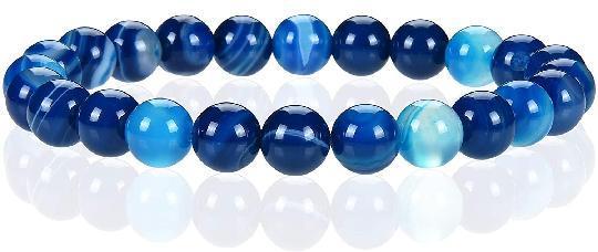 bracelet pierrre ronde blue banded agate 10mm