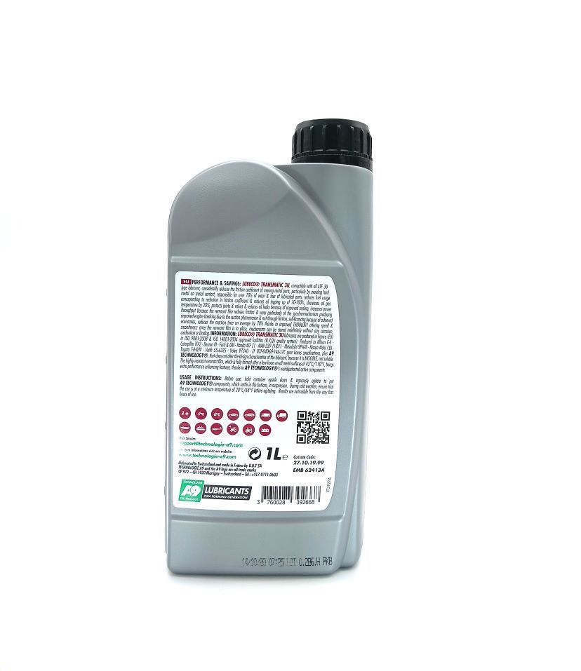 arrière du bidon 1 litres Transmatic A9