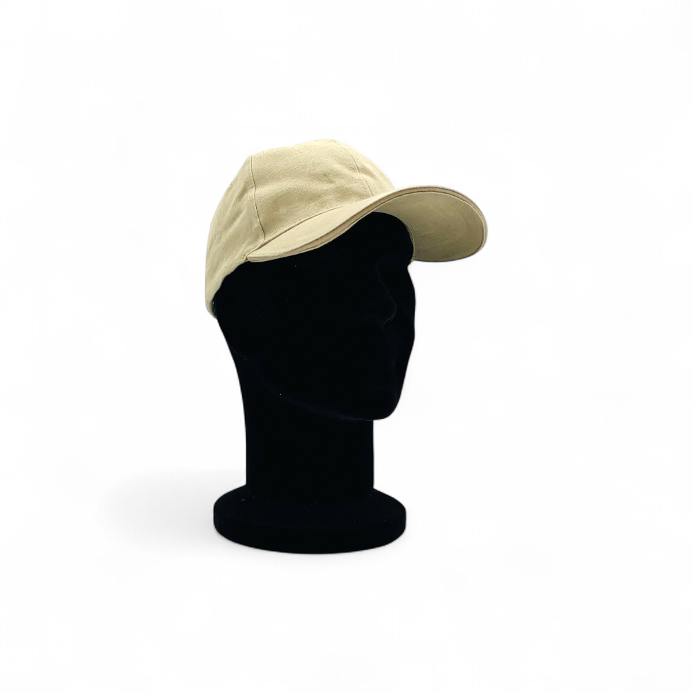 casquette-marron clair-vue 3_4 face-sur mannequin tête noire