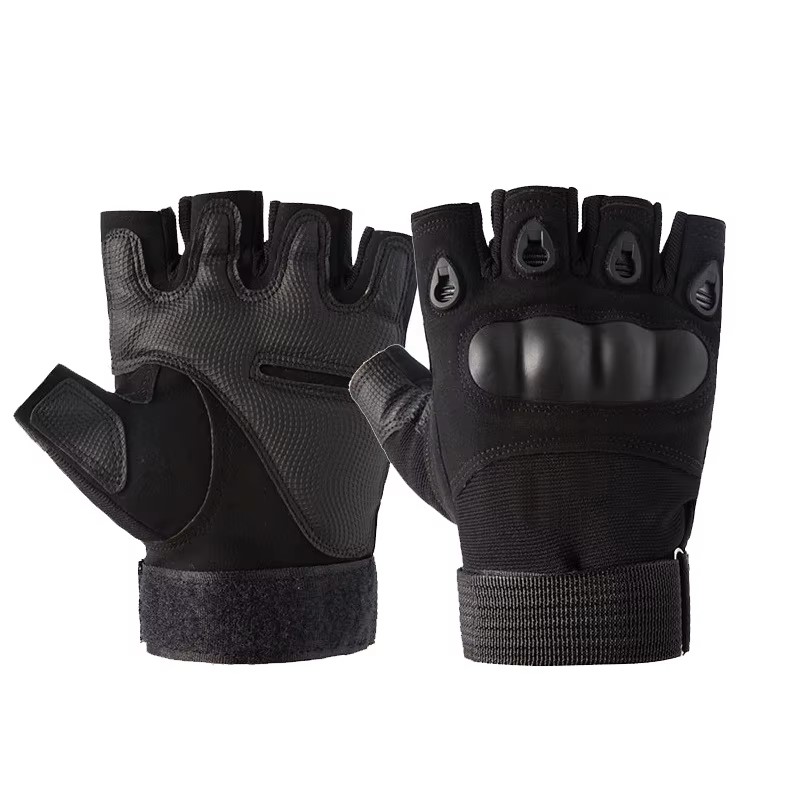 paire gants leger plein air  tactique mitaine sans doigt simili couleur noire
