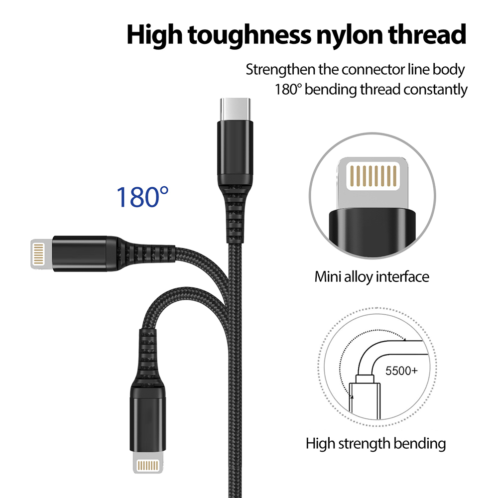 exemples de torsions du cable C to lightning noir haute resistance