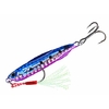 leurre poisson métal 2 hameçons bleu rose avec points noirs