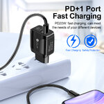 chargeur rapide universel USB A C noir sur multiprises en anglais
