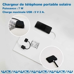 photo arrière chargeur USB femelle panneau solaire 7W 5V