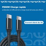 cable type c male male charge rapide 60W