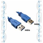 gros plan de 2 connecteur USB 3 mâle mâle