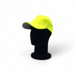 casquette-jaune fluo-vue profil-sur mannequin tête noire