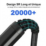 gros plan raccord noir renforcé entre fiche et cable avec test de torsion plus de 20000 fois