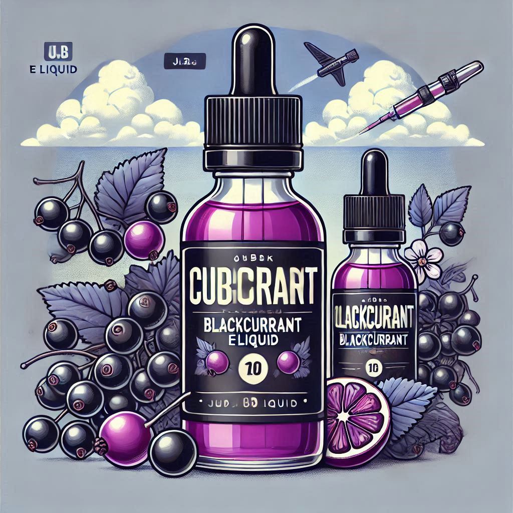 étiquette pour flacon e-liquide saveur cassis