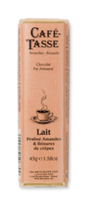 Bâton chocolat au lait praliné Amandes sur lit de brisures de crêpes
