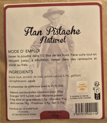 Flan pistache naturel