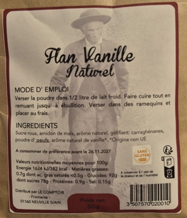 Flan vanille naturel