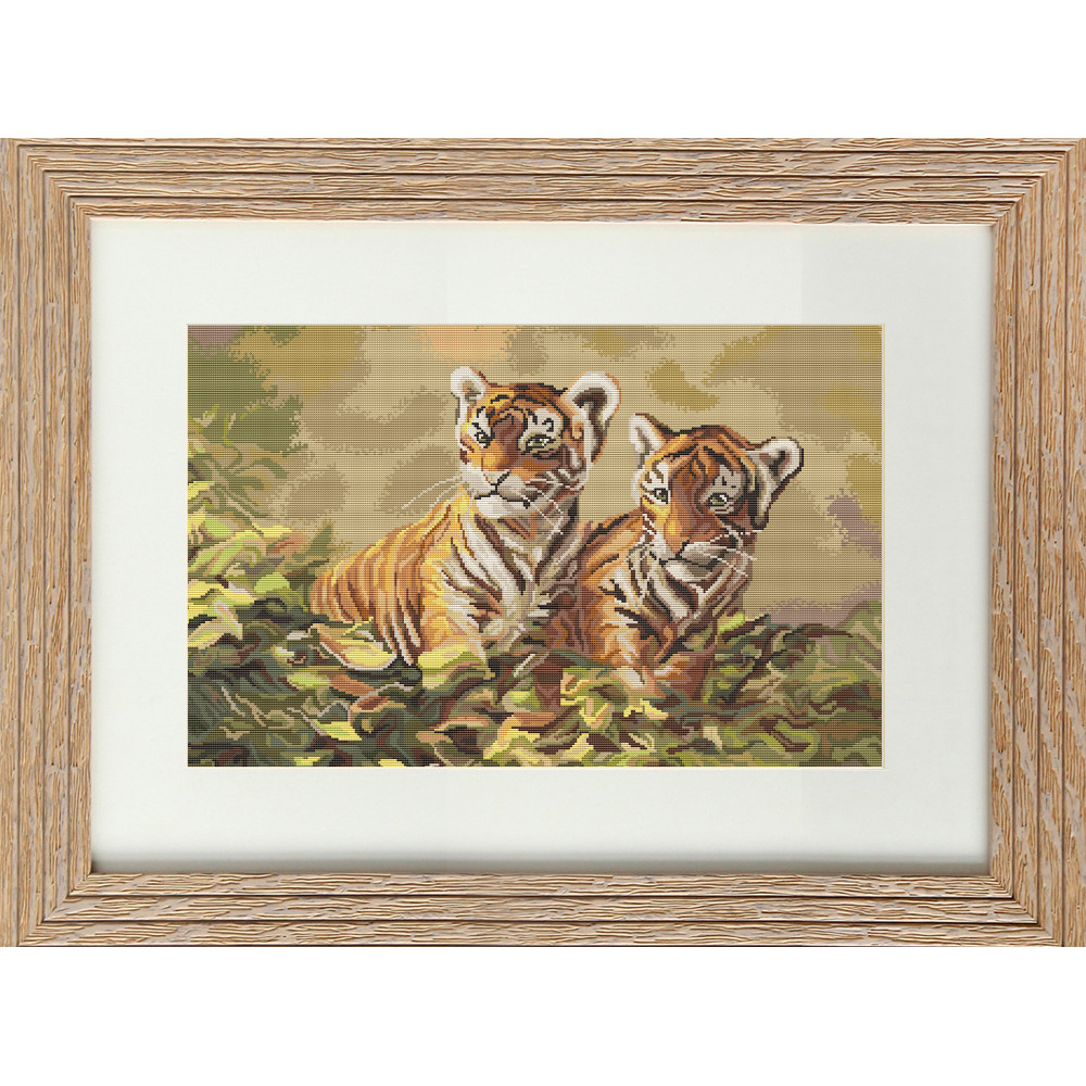 Deux jeunes tigres - Kit broderie de Luca-S Code B442 en vente sur www.la-brodeuse.com