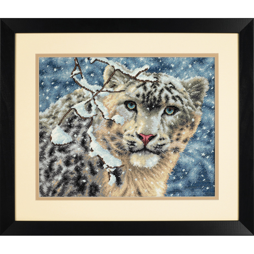 Kit broderie point de croix Dimensions® Leopard des neiges D35244 en vente sur www.la-brodeuse.com