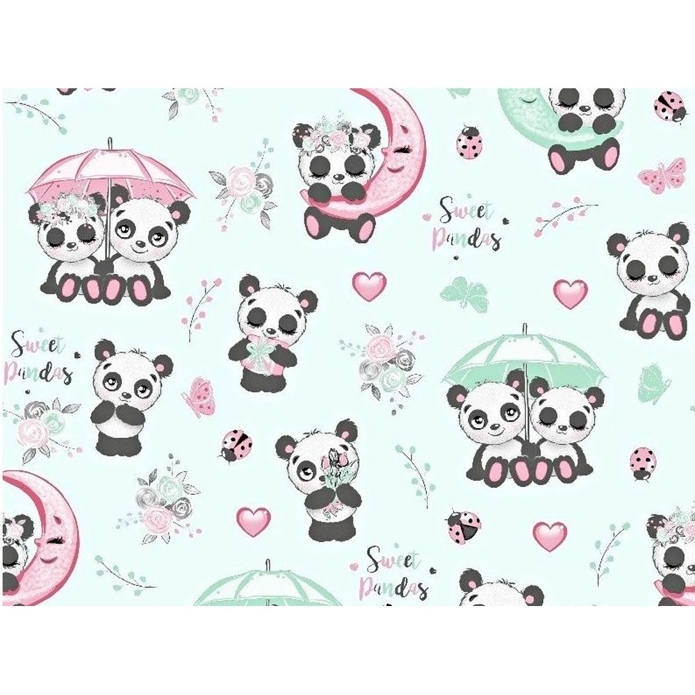 Tissu  Pandas avec parapluie  00045