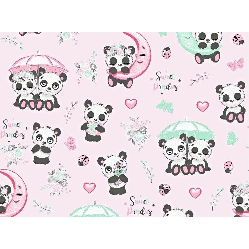 Tissu  Pandas avec parapluie  00046