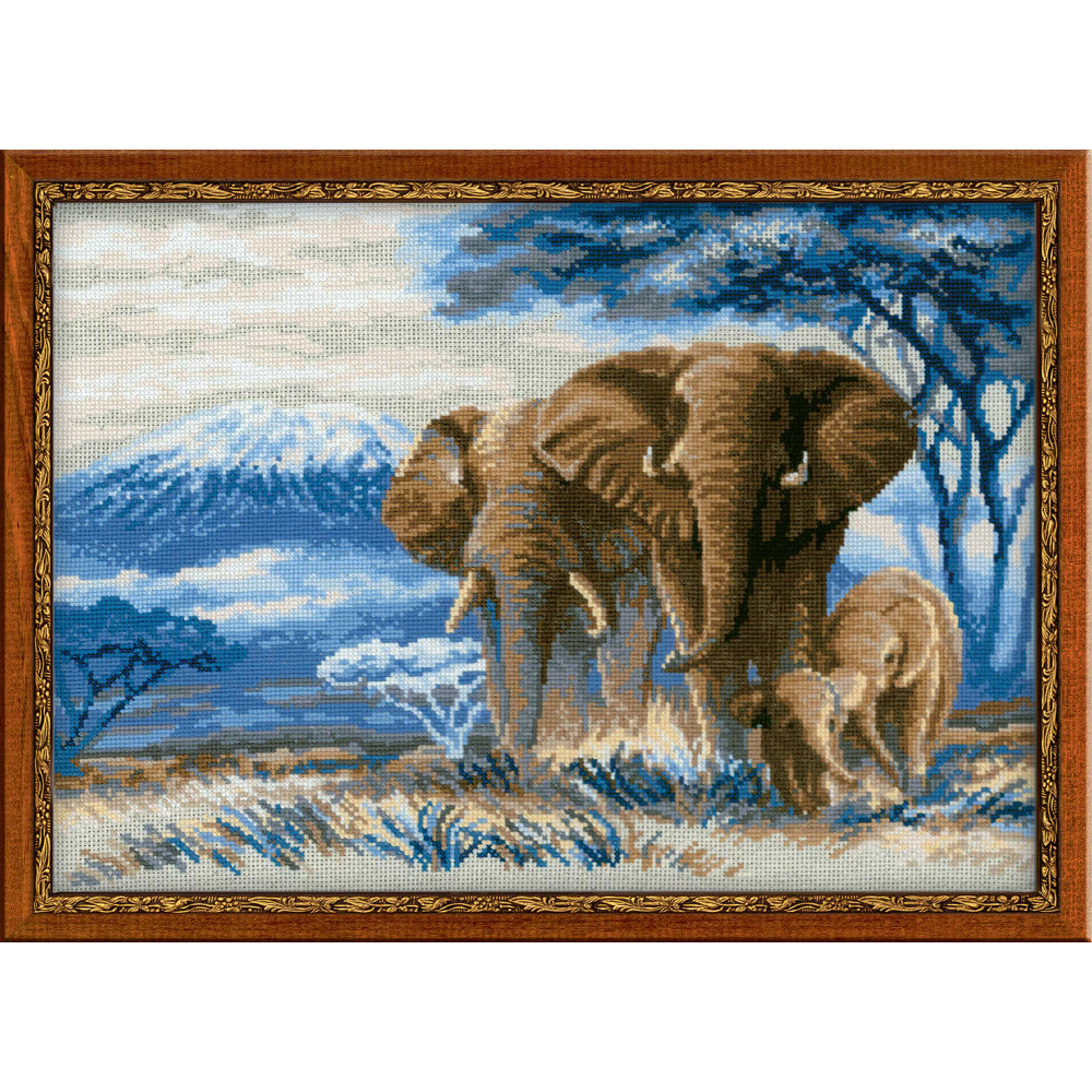 Kit broderie Riolis Eléphants dans la Savane 1144 en vente sur www.la-brodeuse.com