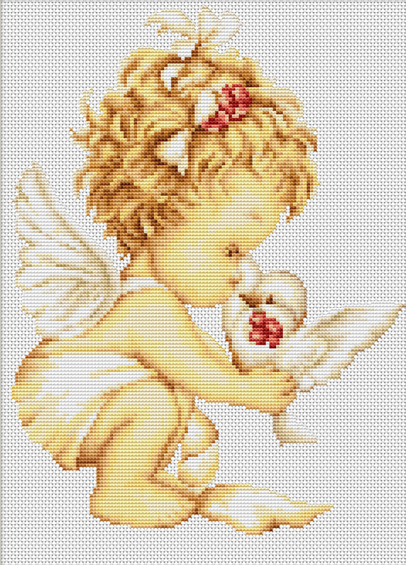 Kit broderie Luca-S Angel with pigeon B369 sur www.la-brodeuse.com