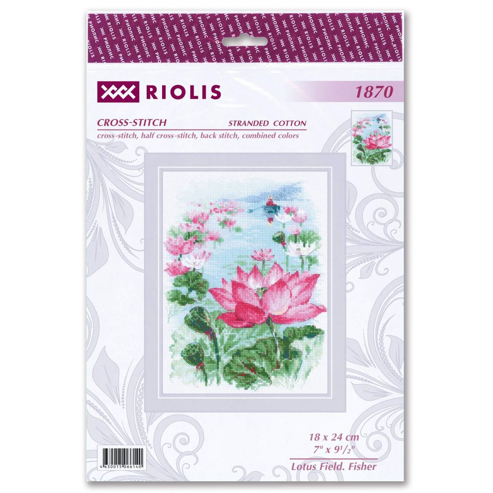 Riolis 1870  champ de lotus  kit point de croix   5