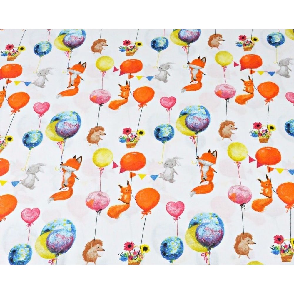 tissus oeko tex - renard avec des ballons - 100 % coton -1