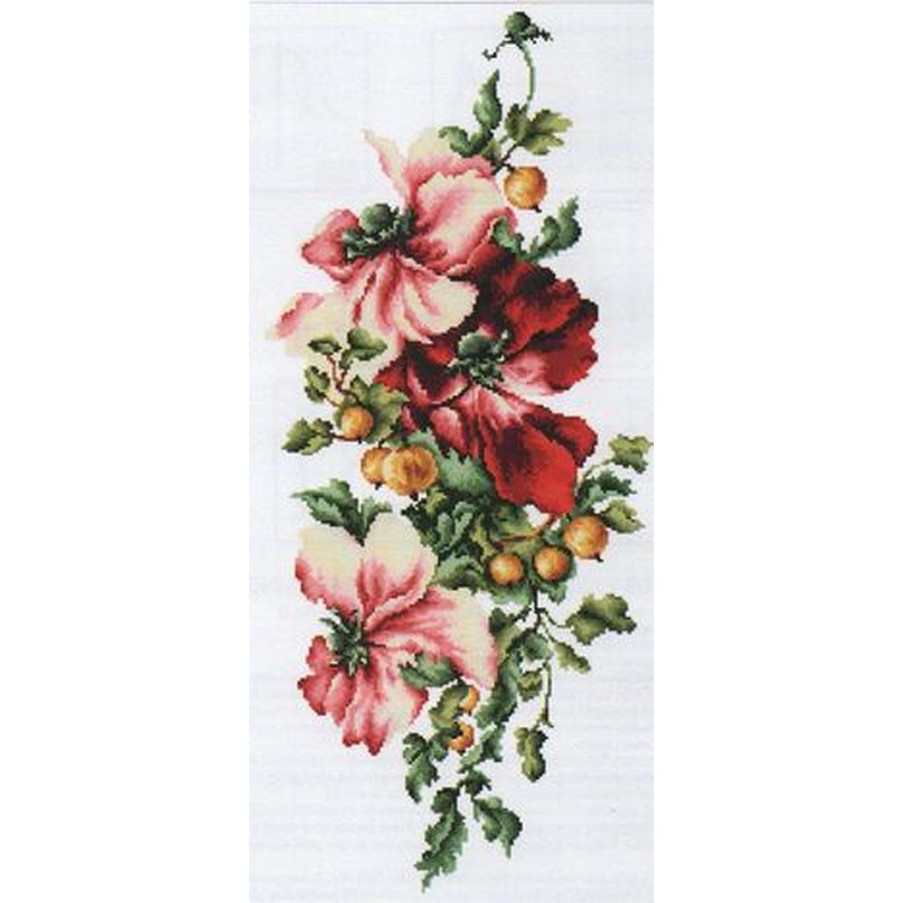 Kit Point De Croix Compté "Prunes" - Toile Aïda 7.2, Diagramme Et Fils Anchor - 18x57.5 Cm